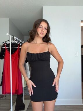 Classic Black Spaghetti-Strap Mini Dress
